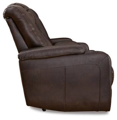 Mancin Chocolate Reclining Loveseat with Console