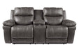 Erlangen Midnight Power Reclining Loveseat with Console - Lara Furniture