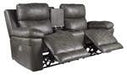 Erlangen Midnight Power Reclining Loveseat with Console - Lara Furniture