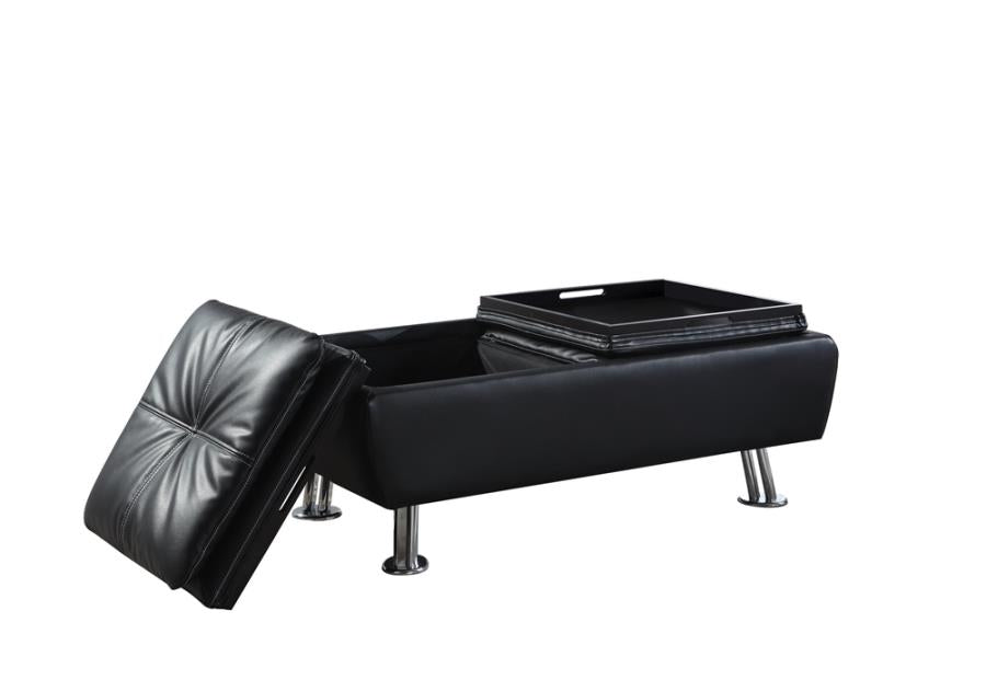 Dilleston Storage Ottoman with Removable Trays Black