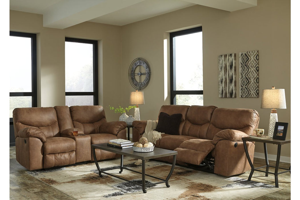 Boxberg Bark Power Reclining Loveseat with Console - Lara Furniture