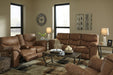 Boxberg Bark Reclining Loveseat with Console - Lara Furniture