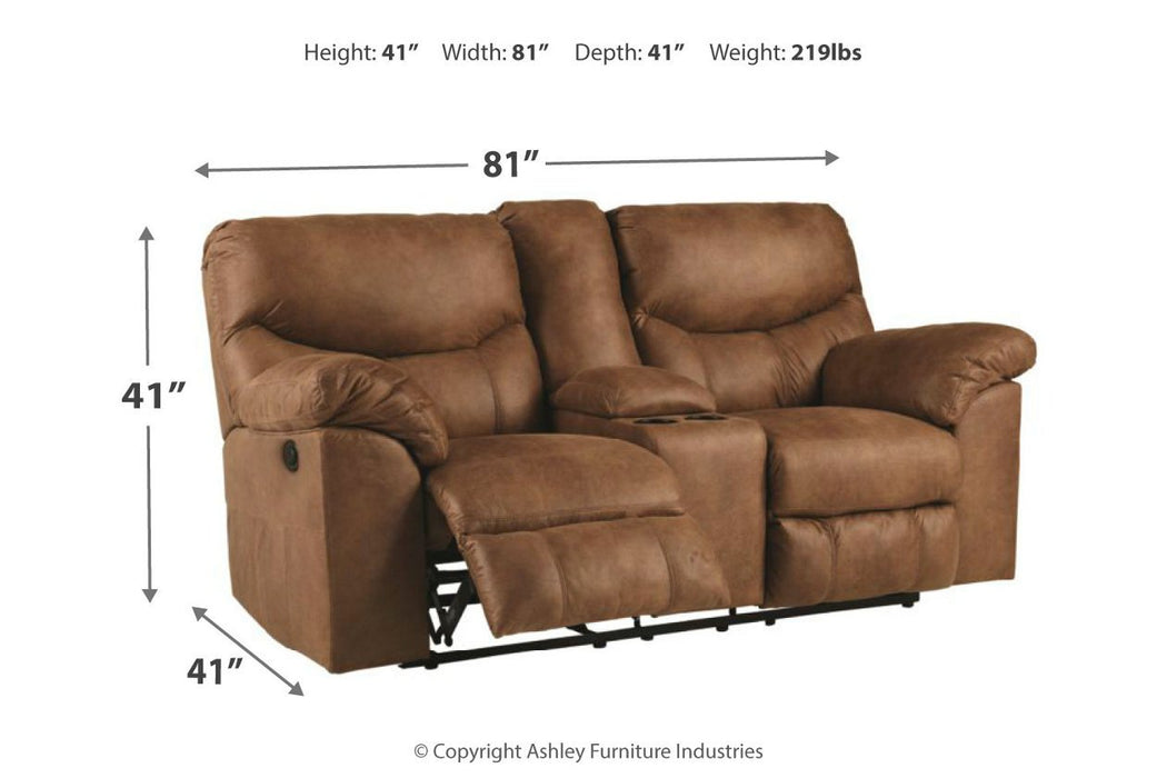 Boxberg Bark Power Reclining Loveseat with Console - Lara Furniture