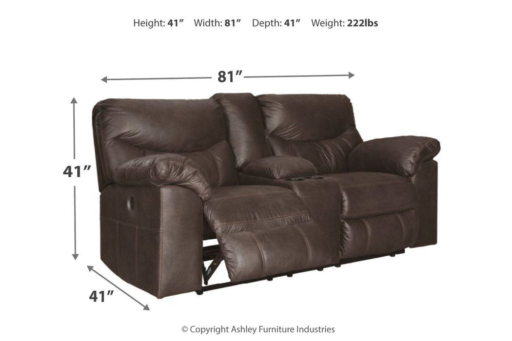 Boxberg Teak Power Reclining Loveseat with Console - Lara Furniture