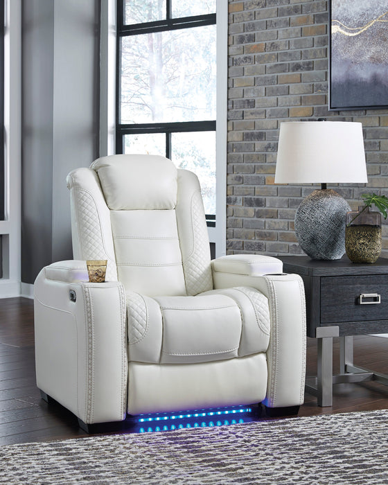 Party Time Power White Recliner