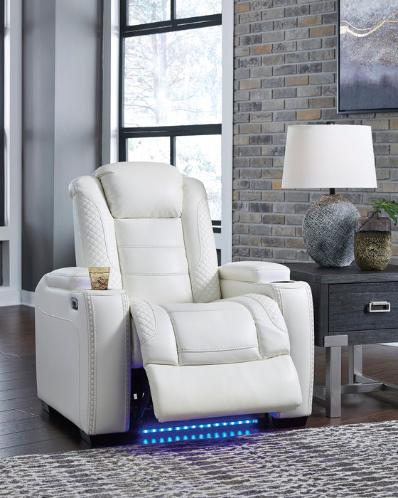 Party Time Power White Recliner