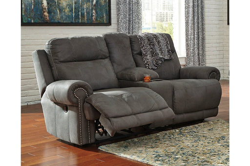 Austere Gray Reclining Loveseat with Console - Lara Furniture