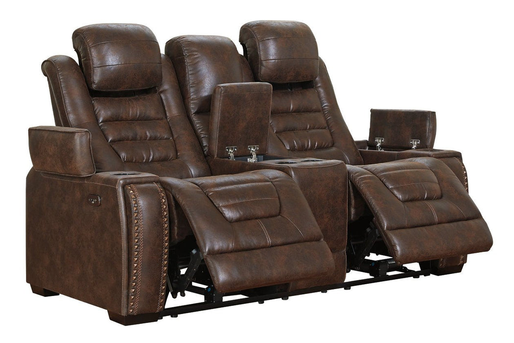 Game Zone Bark Power Reclining Loveseat with Console - Lara Furniture