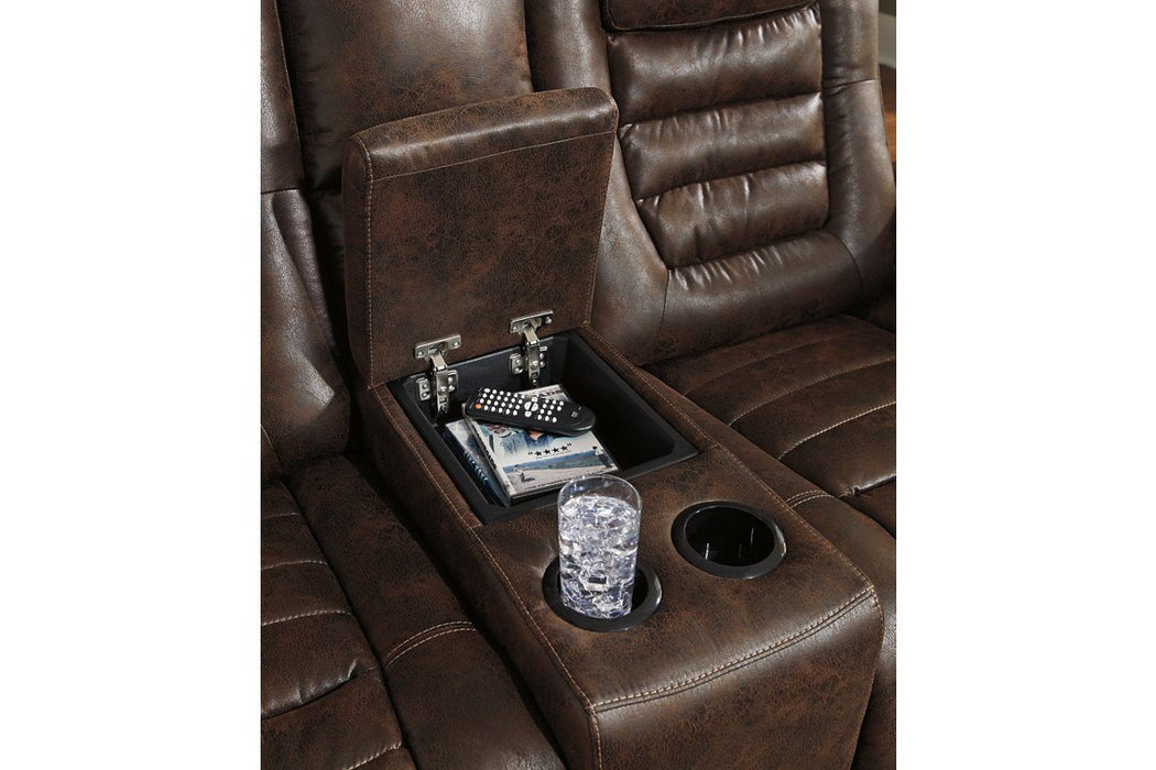 Game Zone Bark Power Reclining Loveseat with Console - Lara Furniture