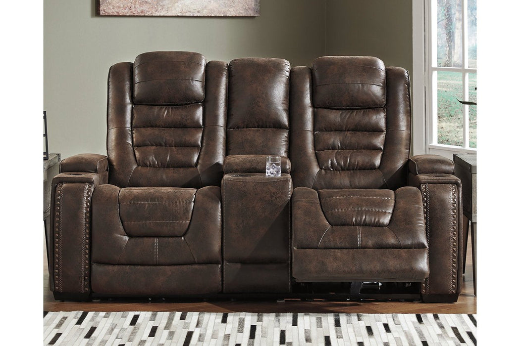 Game Zone Bark Power Reclining Loveseat with Console - Lara Furniture