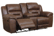 Stoneland Chocolate Reclining Loveseat with Console - Lara Furniture