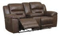 Stoneland Chocolate Power Reclining Loveseat with Console - Lara Furniture