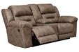 Stoneland Fossil Reclining Loveseat with Console - Lara Furniture