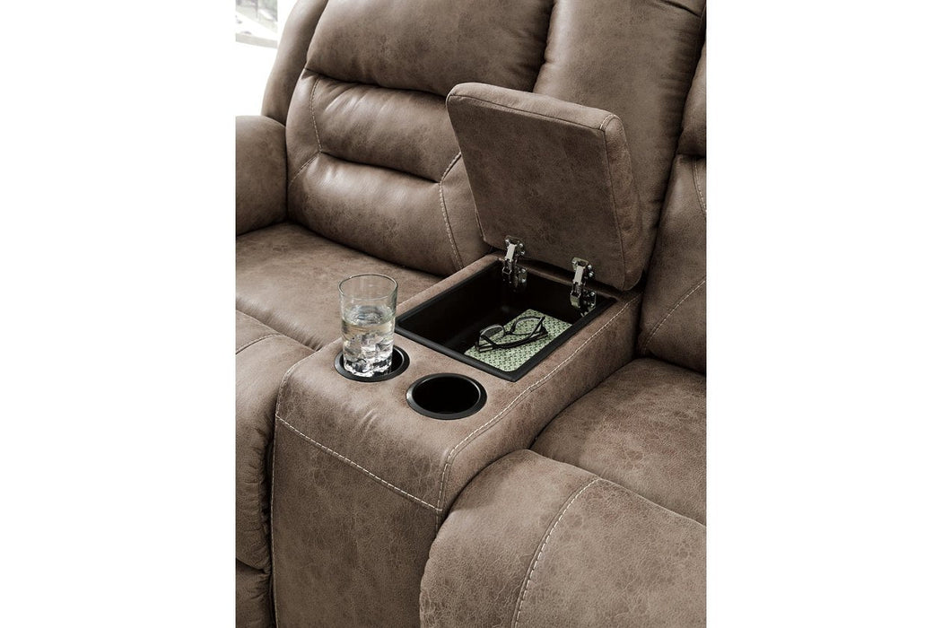 Stoneland Fossil Power Reclining Loveseat with Console - Lara Furniture