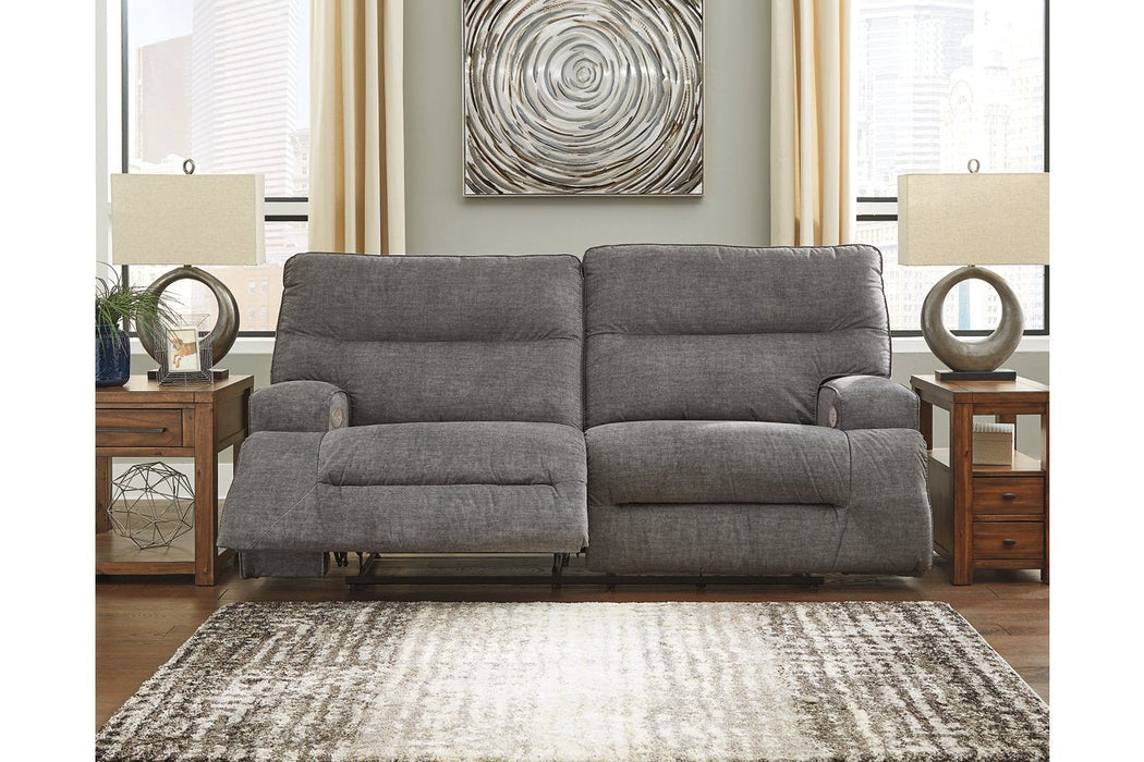 Coombs Charcoal Power Reclining Sofa - Lara Furniture