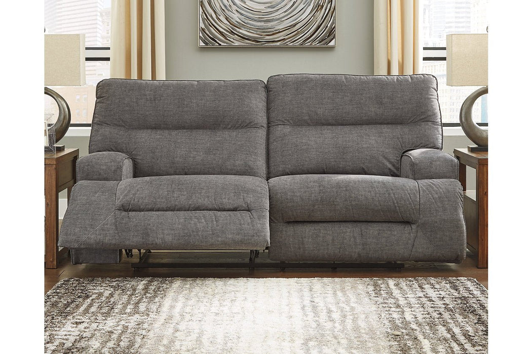 Coombs Charcoal Reclining Sofa - Lara Furniture