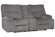 Coombs Charcoal Power Reclining Loveseat with Console - Lara Furniture