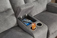 Coombs Charcoal Power Reclining Loveseat with Console - Lara Furniture