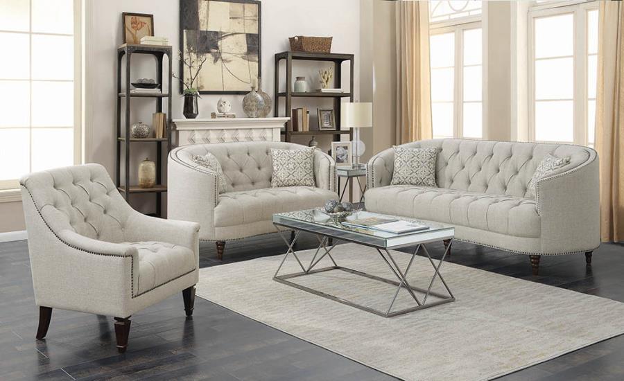 Avonlea Upholstered Tufted Living Room Set Grey