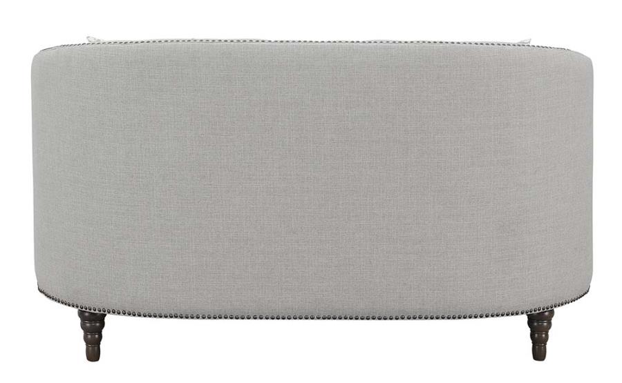 Avonlea Sloped Arm Upholstered Loveseat Trim Grey