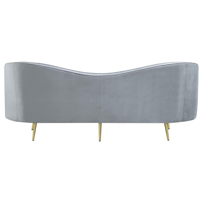 Sophia  Upholstered Living Room Set with Camel Back Grey and Gold