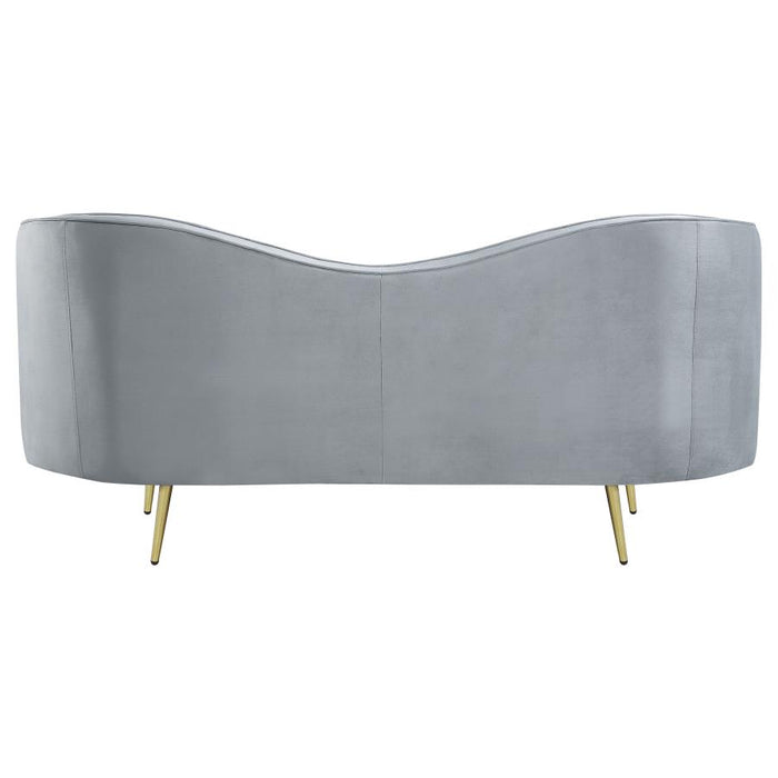 Sophia  Upholstered Living Room Set with Camel Back Grey and Gold