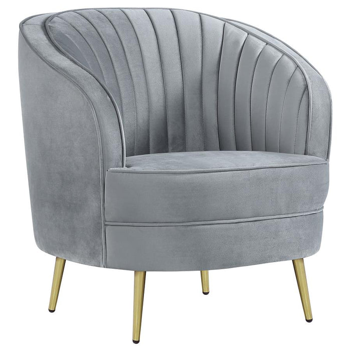 Sophia  Upholstered Living Room Set with Camel Back Grey and Gold