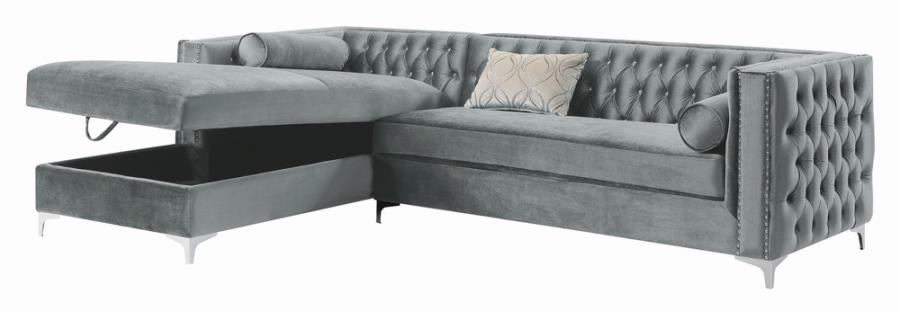 [HOT DEAL] Bellaire Button-tufted Upholstered Sectional Silver