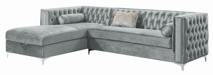 [HOT DEAL] Bellaire Button-tufted Upholstered Sectional Silver