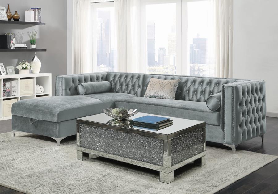 [HOT DEAL] Bellaire Button-tufted Upholstered Sectional Silver