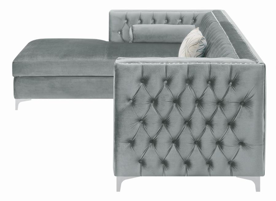 [HOT DEAL] Bellaire Button-tufted Upholstered Sectional Silver