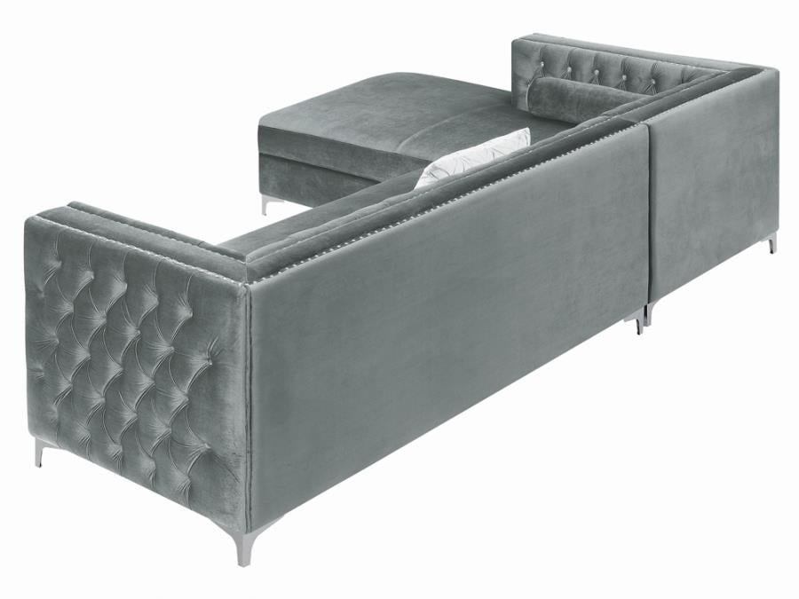 Bellaire Button-tufted Upholstered Sectional Silver