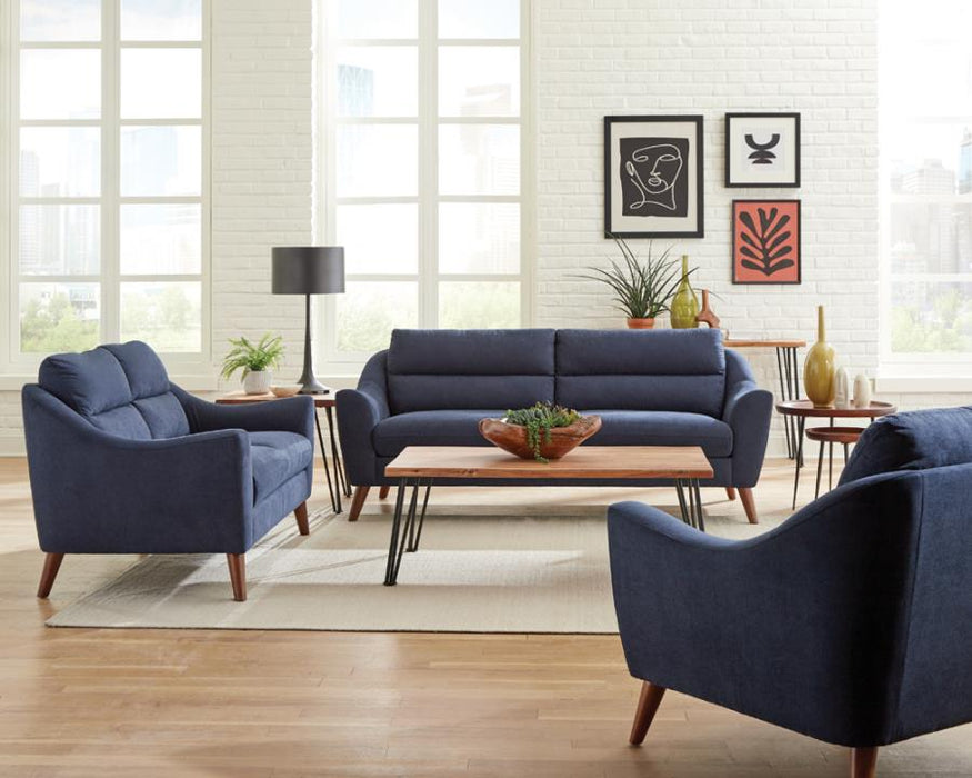 Gano Sloped Arm Living Room Set Navy Blue Living Room Set