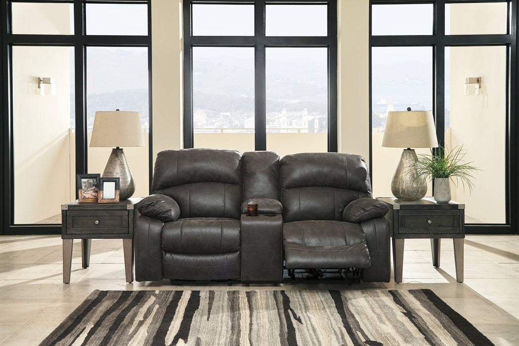 Dunwell Steel Power Reclining Loveseat with Console - Lara Furniture