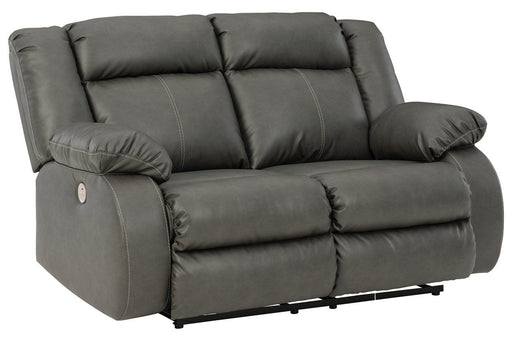 Denoron Gray Power Reclining Loveseat - Lara Furniture