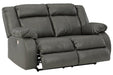 Denoron Gray Power Reclining Loveseat - Lara Furniture