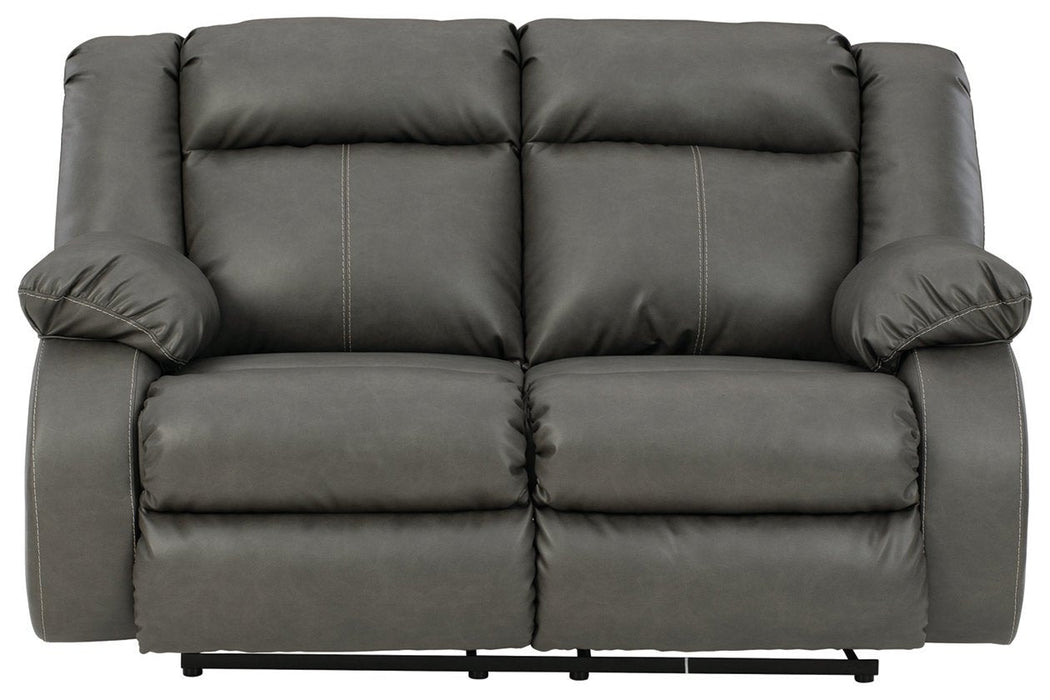 Denoron Gray Power Reclining Loveseat - Lara Furniture