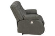 Denoron Gray Power Reclining Loveseat - Lara Furniture