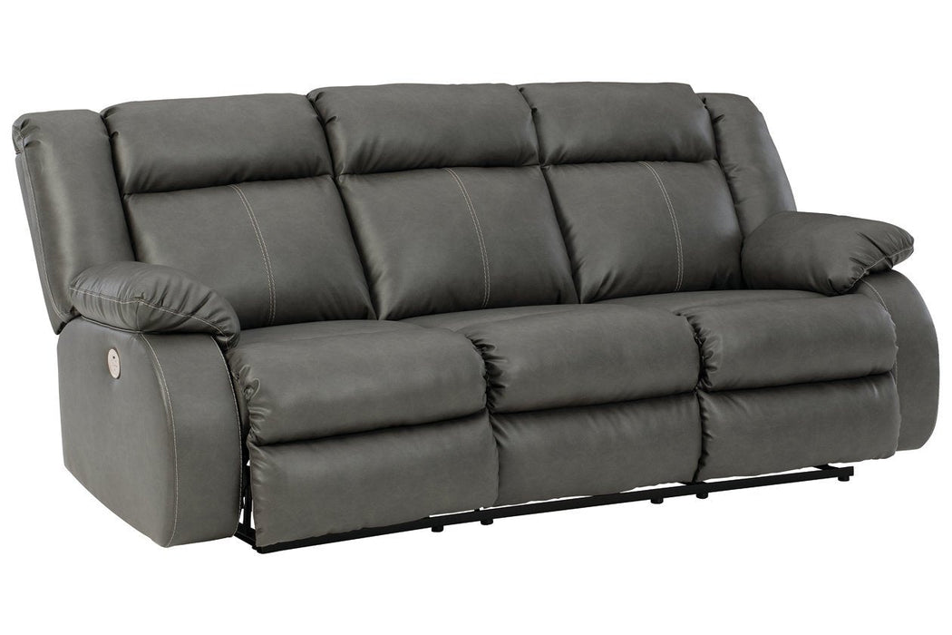 Denoron Gray Power Reclining Sofa - Lara Furniture