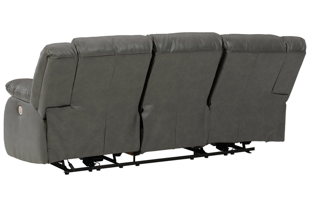 Denoron Gray Power Reclining Sofa - Lara Furniture