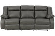 Denoron Gray Power Reclining Sofa - Lara Furniture