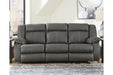 Denoron Gray Power Reclining Sofa - Lara Furniture