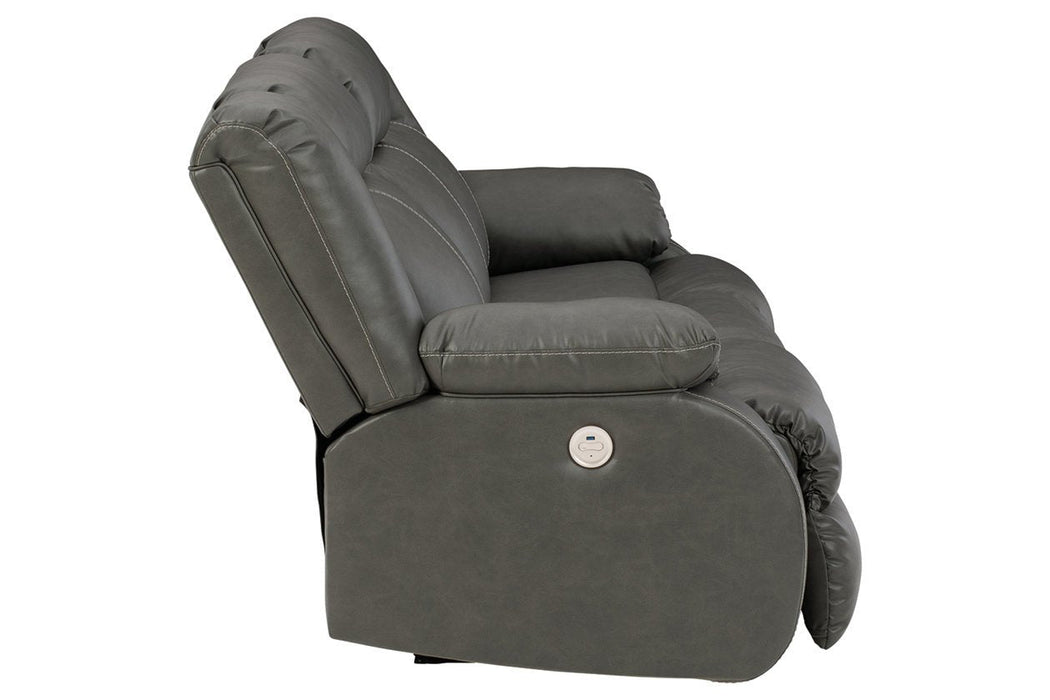 Denoron Gray Power Reclining Sofa - Lara Furniture