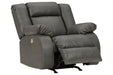 Denoron Gray Power Recliner - Lara Furniture