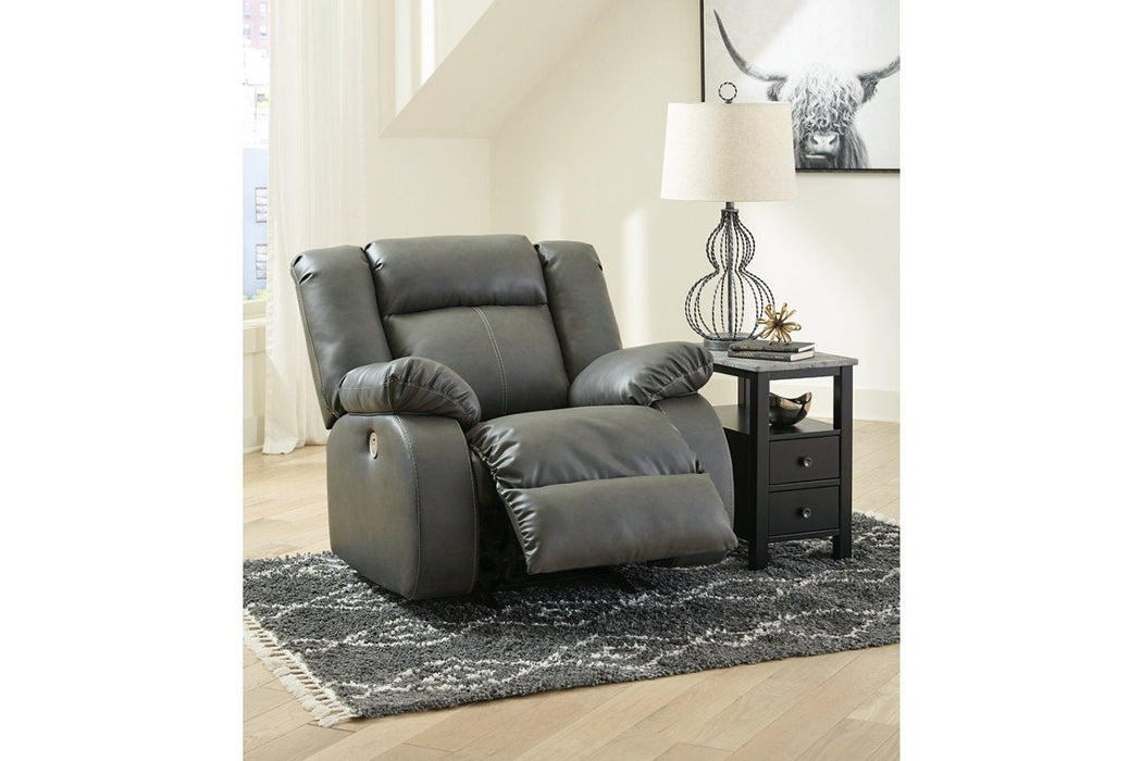 Denoron Gray Power Recliner - Lara Furniture