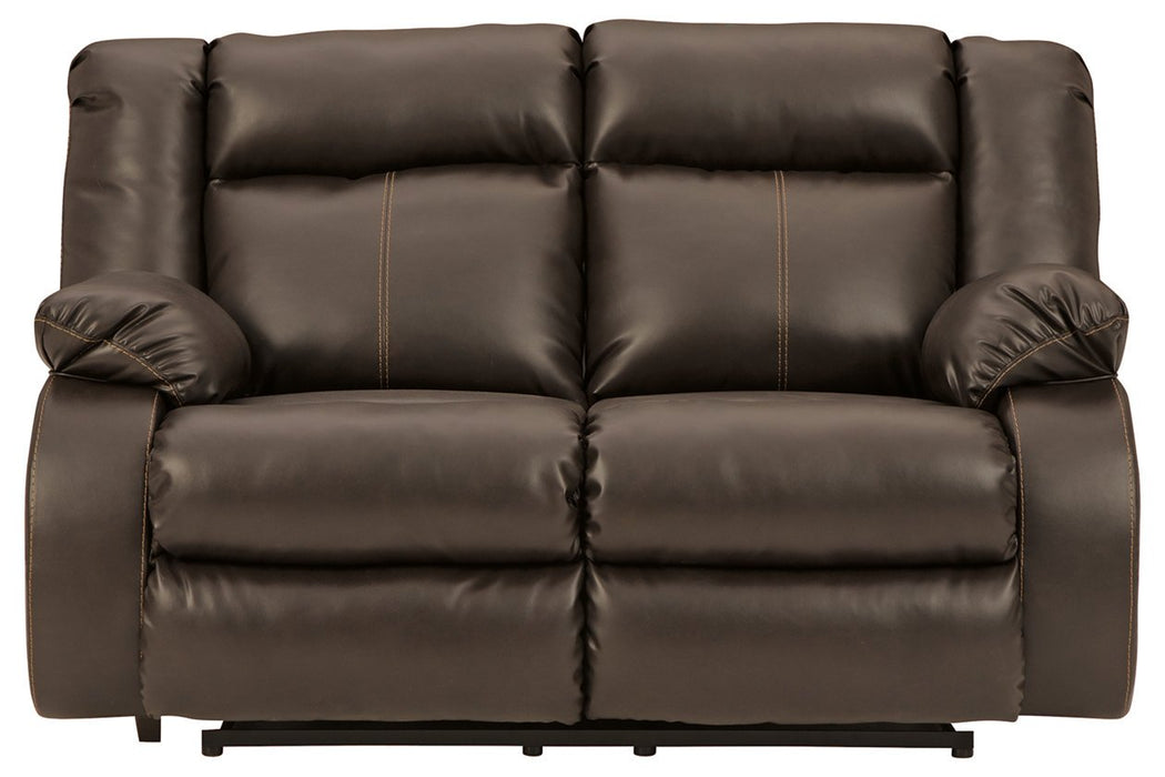 Denoron Chocolate Power Reclining Loveseat - Lara Furniture