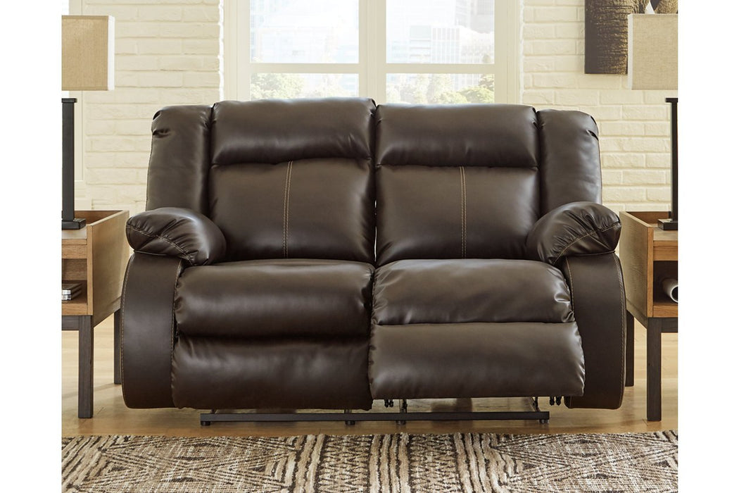 Denoron Chocolate Power Reclining Loveseat - Lara Furniture