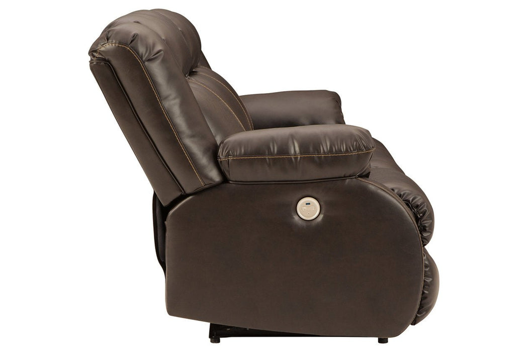 Denoron Chocolate Power Reclining Sofa - Lara Furniture