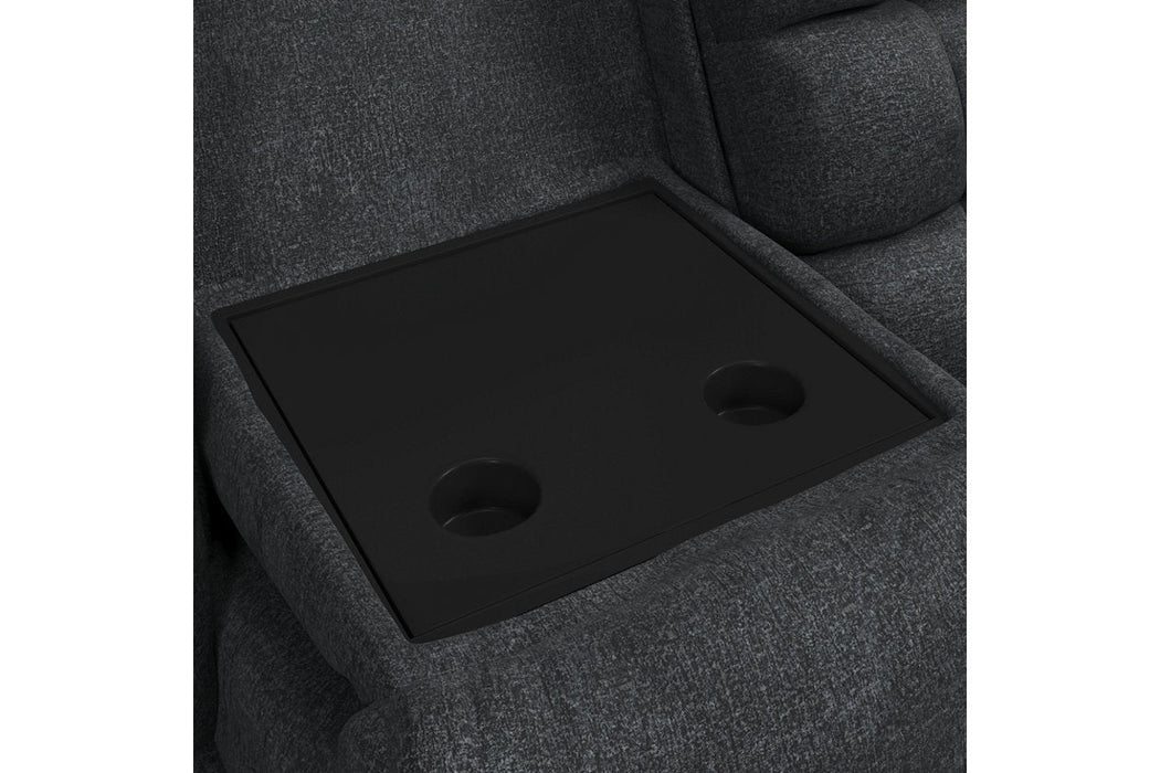 Wilhurst Marine Reclining Sofa with Drop Down Table - Lara Furniture