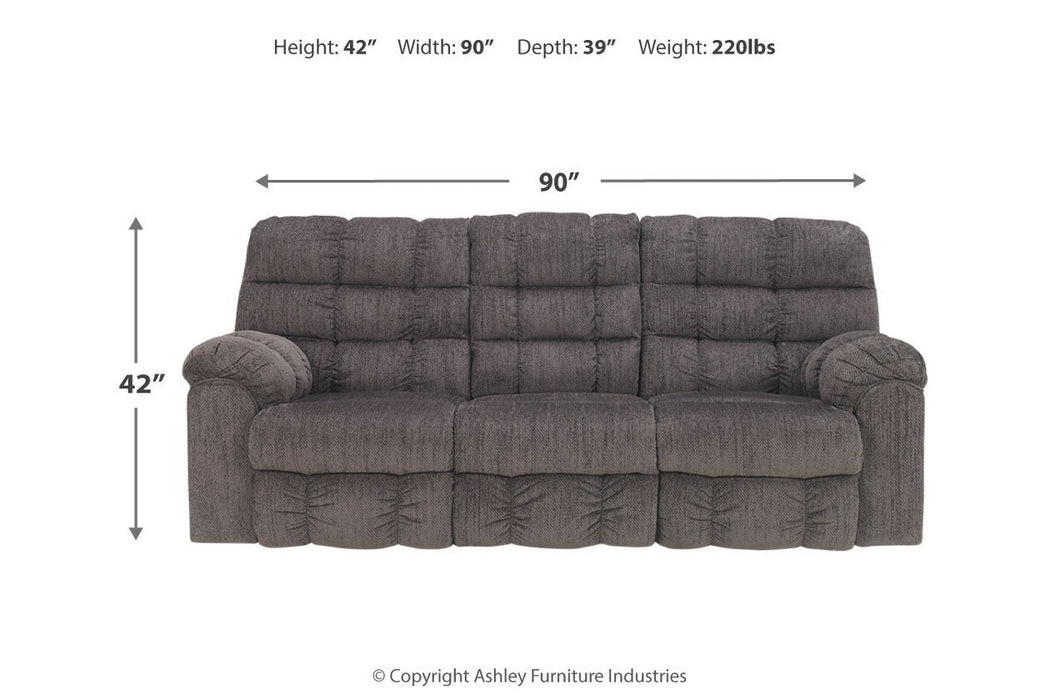 Acieona Slate Reclining Sofa with Drop Down Table - Lara Furniture